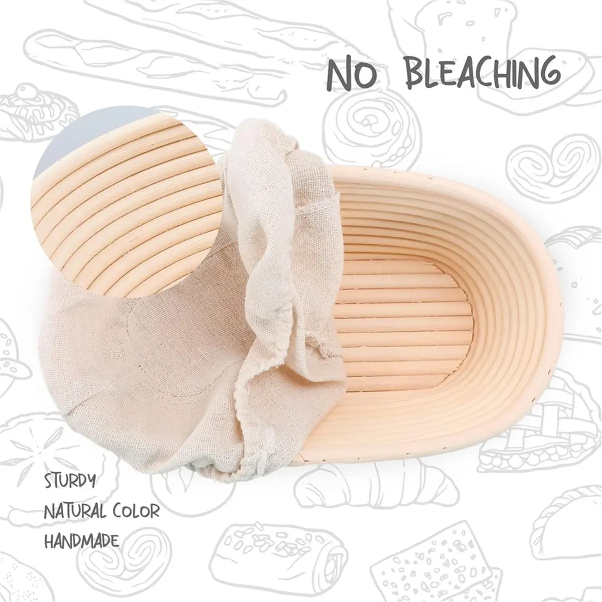 Bread Proofing Baskets 10 in Oval Shaped Dough Proofing Bowls W/Liners Perfect for Professional & Home Sourdough Bread