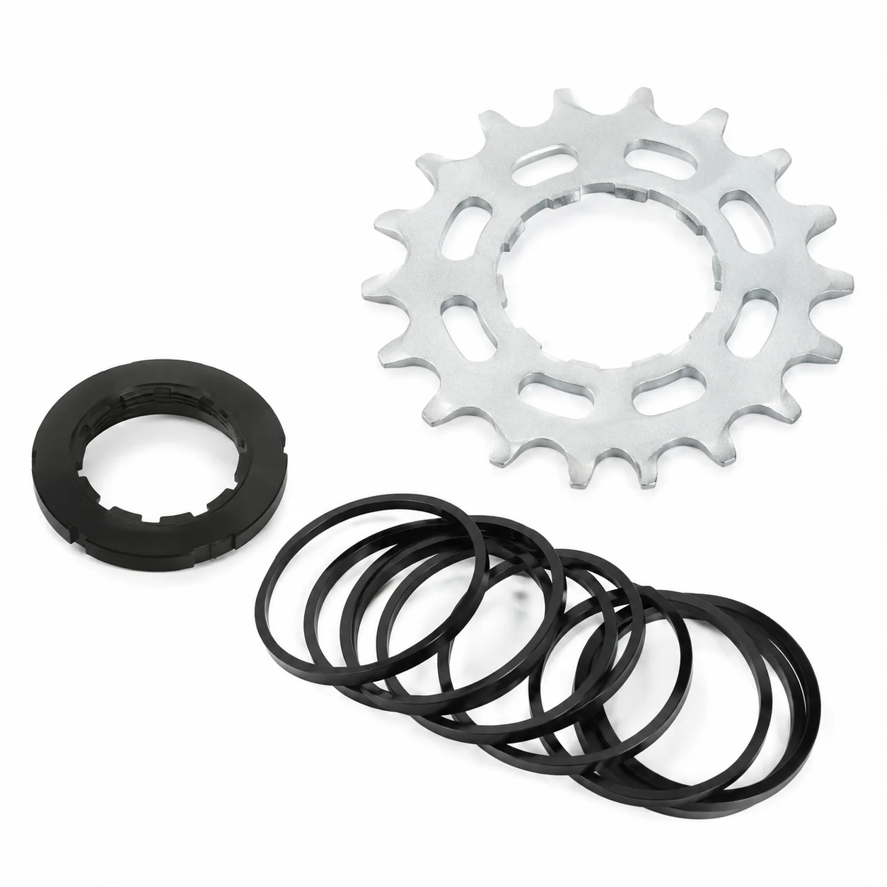 BOLANY Single Speed Bike Cassette 16T 18T Cr-Mo Steel Cog with Spacer Kit Lockring for HG Freehub Road MTB Cycling Conversion