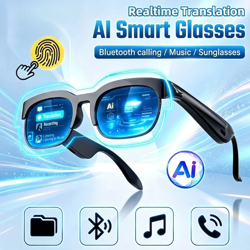 2026 New Smart Glasses AI Translation Bluetooth Conversation Recording Listening To Music Smart Sunglasses for Men Women