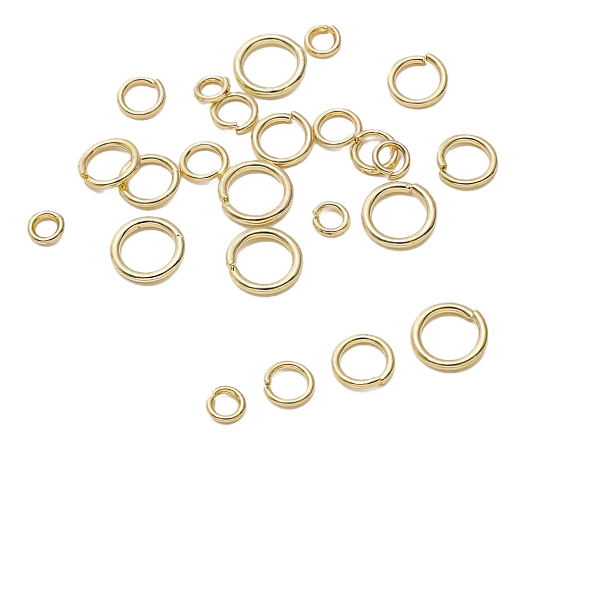 50/100Pcs/bag 3/4/5/6mm 14K Gold Plated Open Jump Rings Connecting Rings For Jewelry Making Brass Split Rings Accessories