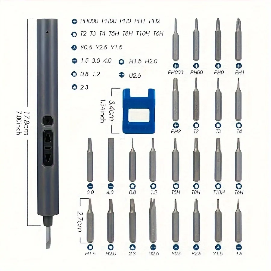 Precision Electric Screwdriver Set 28 in 1 with 24 Magnetic Screwdriver Bits Electric Repair Tools for iPhone PC Watch Camera DI