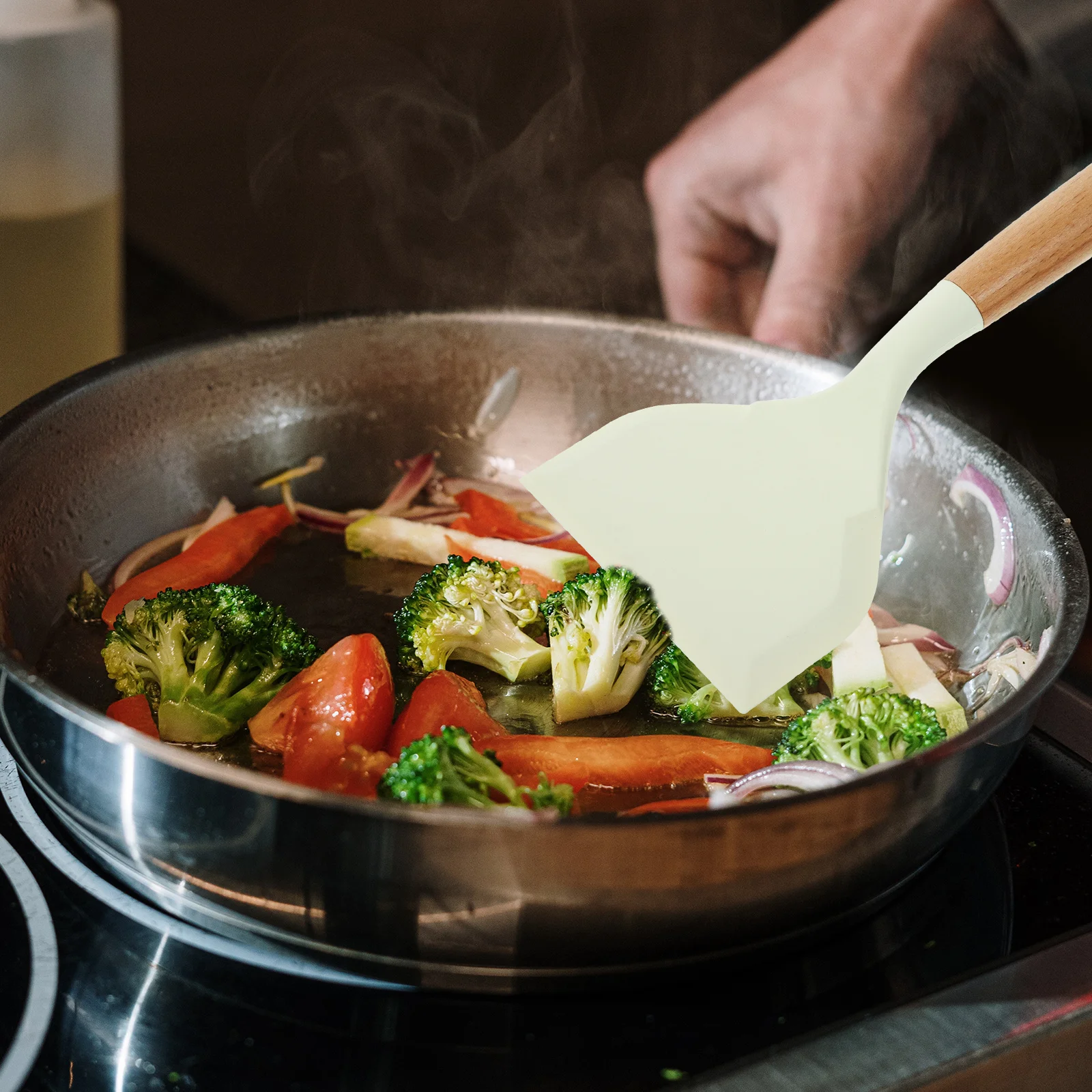 

Silicone Wooden Spatula For Non-Stick Cookware Heat Resistant Frying Steak Shovel Kitchen Cooking Tool Multipurpose Baking