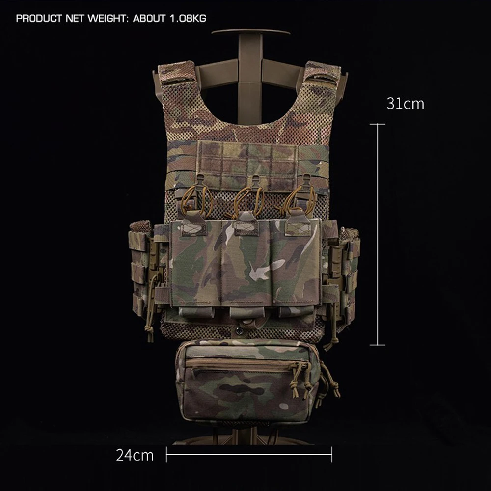 Imagem -02 - Tactical Militar Vest Plate Carrier Sistema de Liberação Rápida Colete de Caça com Triplo 5.56 Magazine Pouch Airsoft Game Gear Lv119