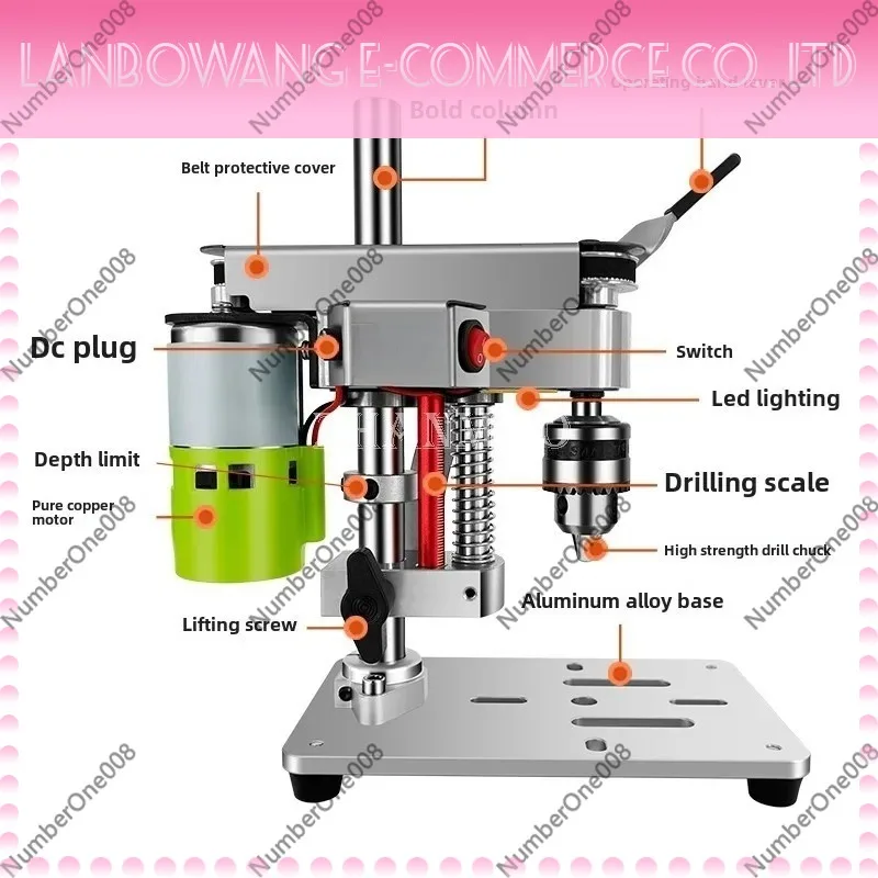 Mini Desktop Drill Press 2200RPM 300W High Precision Variable Speed Drilling Machine for Watch Repair Home Use