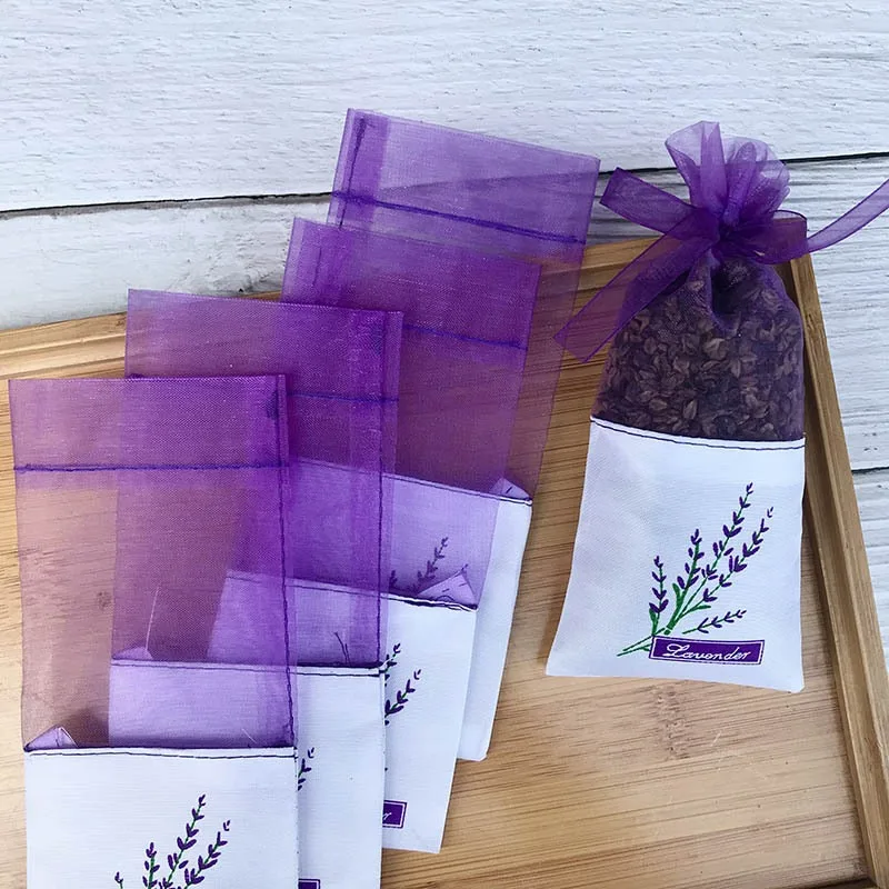 100pcs/ Lace Linen Sachet, Empty Bag Purple Strap Mesh Bag Suitable for Living Room, Study, Aromatherapy Bags