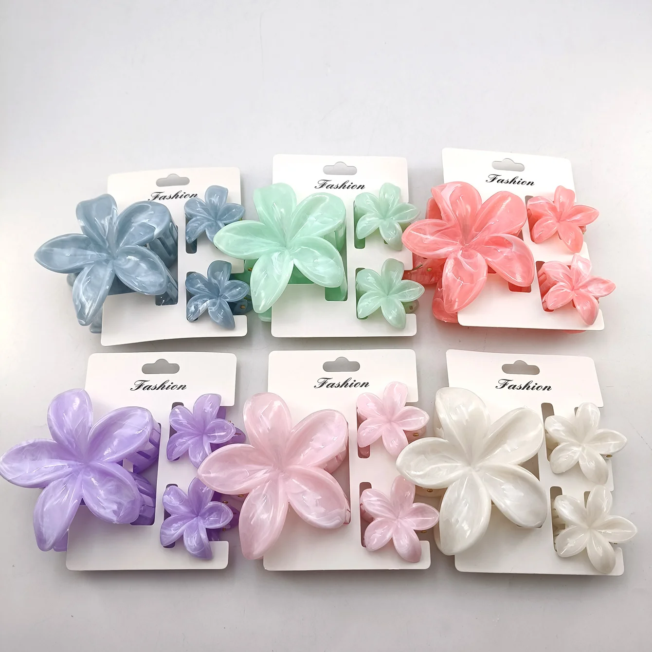 3/6/9/12 Stück Hawaiianische Haarspangen mit Farbverlauf und Blumenmuster für Damen und Mädchen, modische, rutschfeste Haarspangen aus Kunststoff, Haar-Accessoires – Detail 3