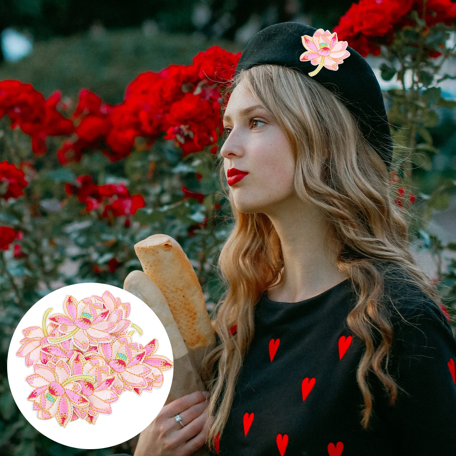 

10Pcs Embroidered Lotus Flower Patches Iron on Sewing Appliques for Clothes Decoration Lotus Patch Flower Patches