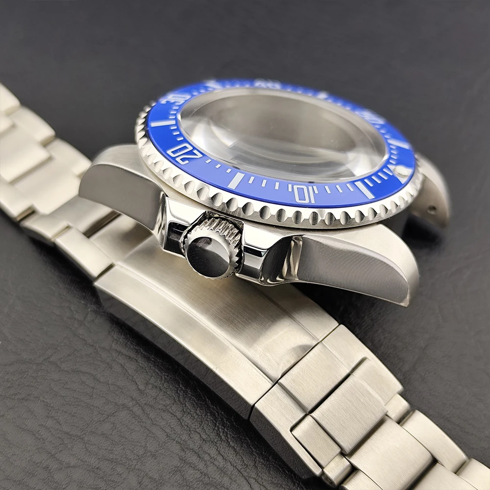 NH35 حافظة 43 مللي متر للرجال فضي الصلب ساعة تناسب NH34 NH35 حركة حافظة ل الياقوت صندوق ساعة زجاجي الحافة 21 مللي متر ستارب