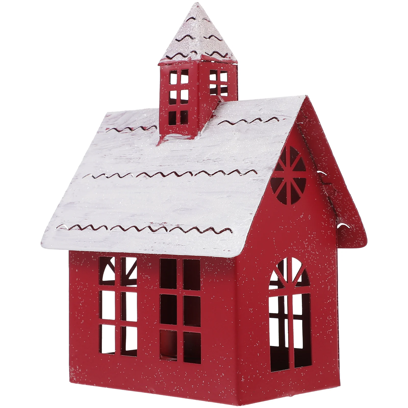 

Snow House Tabletop Decor Metal Village Houses Mini Holder Christmas Supplies Ornament Desktop Shelf Placement Holiday
