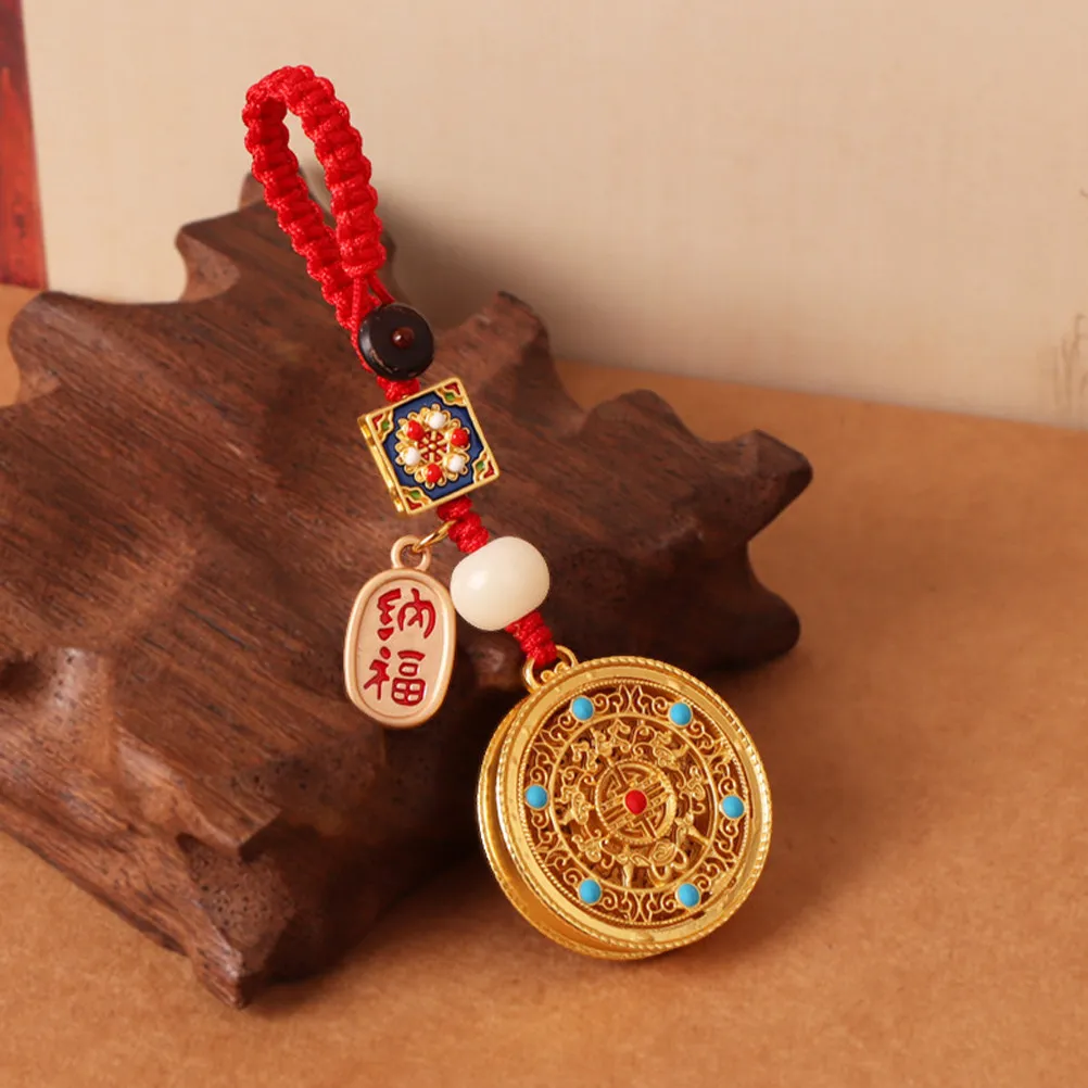 

2Pcs Exquisite Matte Gold Five Blessings Keychain Chinese Feng Shui Wealth Charm for Car Keys Bag Decor Lucky Prosperity Pendant