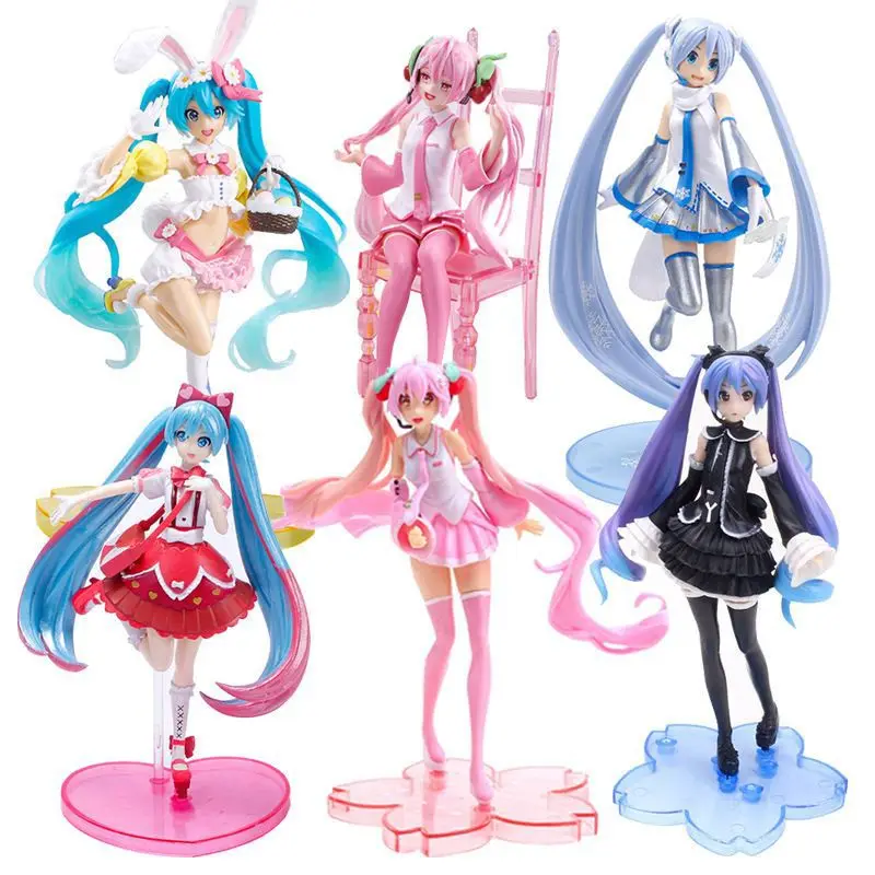 Hatsun Miku two-dimensional standing posture Her Sakura Princ figure desktop ornaments car chassis anime model gift