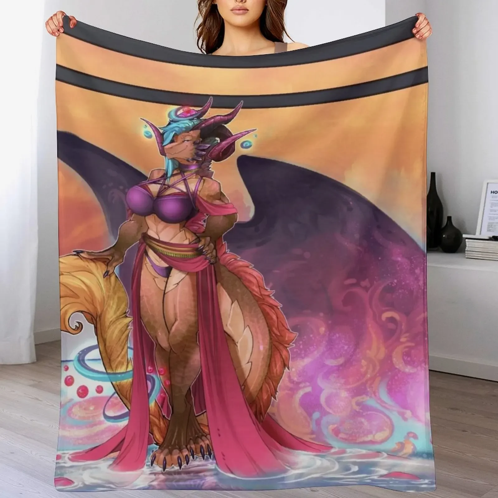 

Sunrise Dragoness Throw Blanket Loose Kid'S heavy to sleep Designers Blankets