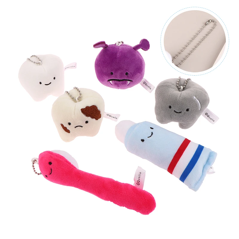 Cute Fun Plush Doll Toy Cartoon Stuffed Tooth Toothpaste Toothbrush Dolls Keychain Bag Pendant For Kids Gifts