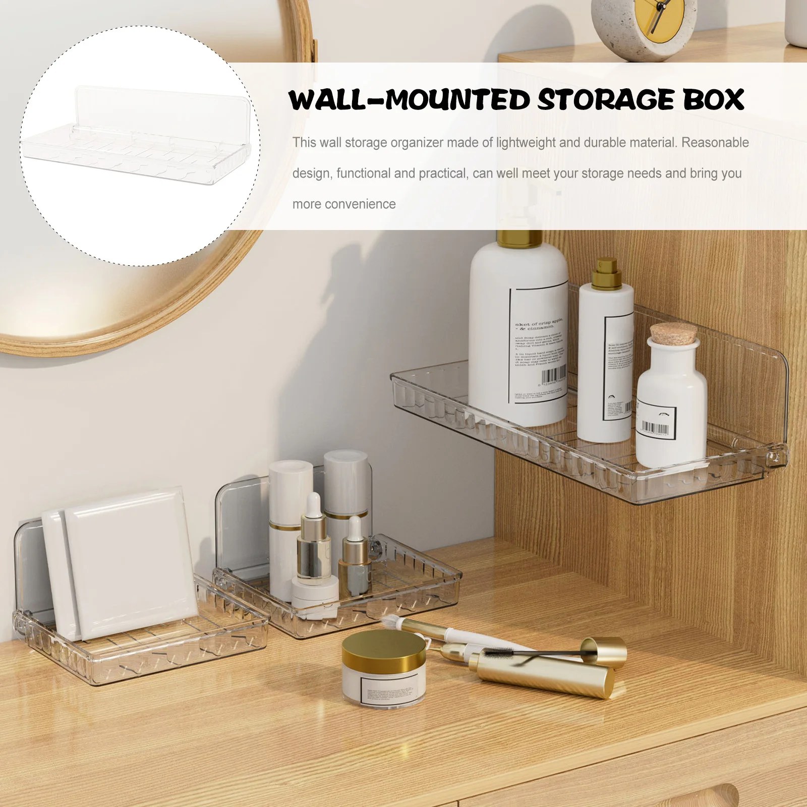 

Storage Box Shelves Large Jewelry Organizer Floating Shelf Clear Box Rack Hanging Plastic Bathroom Bedroom Toilet for Small