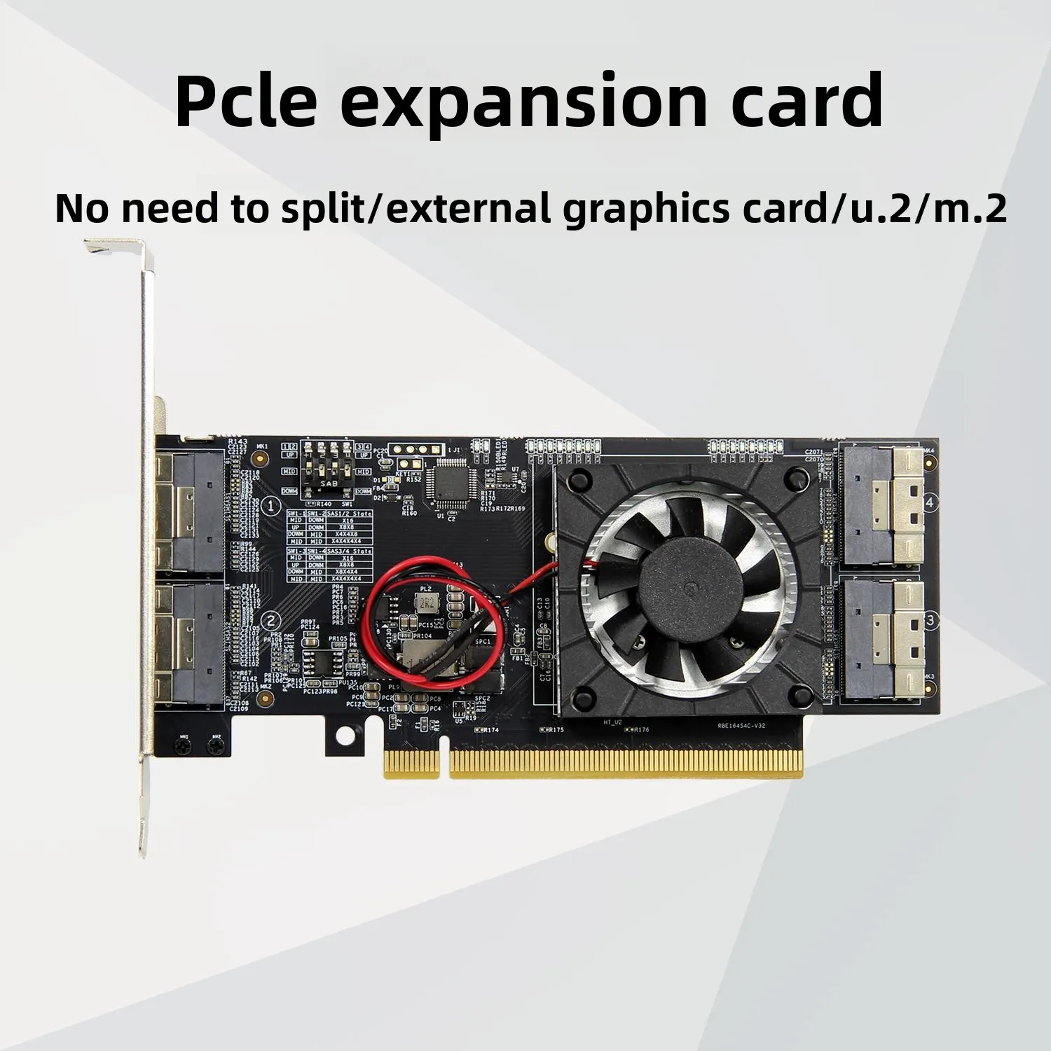 Non Split PCIe Expansion Adapter Card with Cooler Fan for External GPU M.2 U.2 Drive