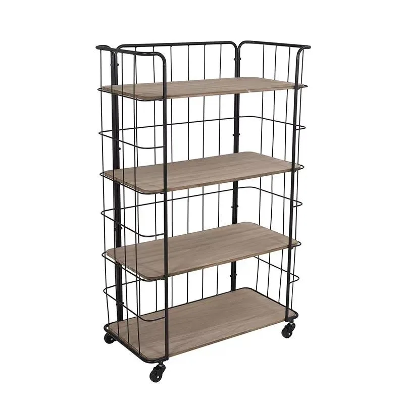Multi-layer folding corner shelves Home and dining Easy mobile wooden and metal storage racks Living room Home furniture