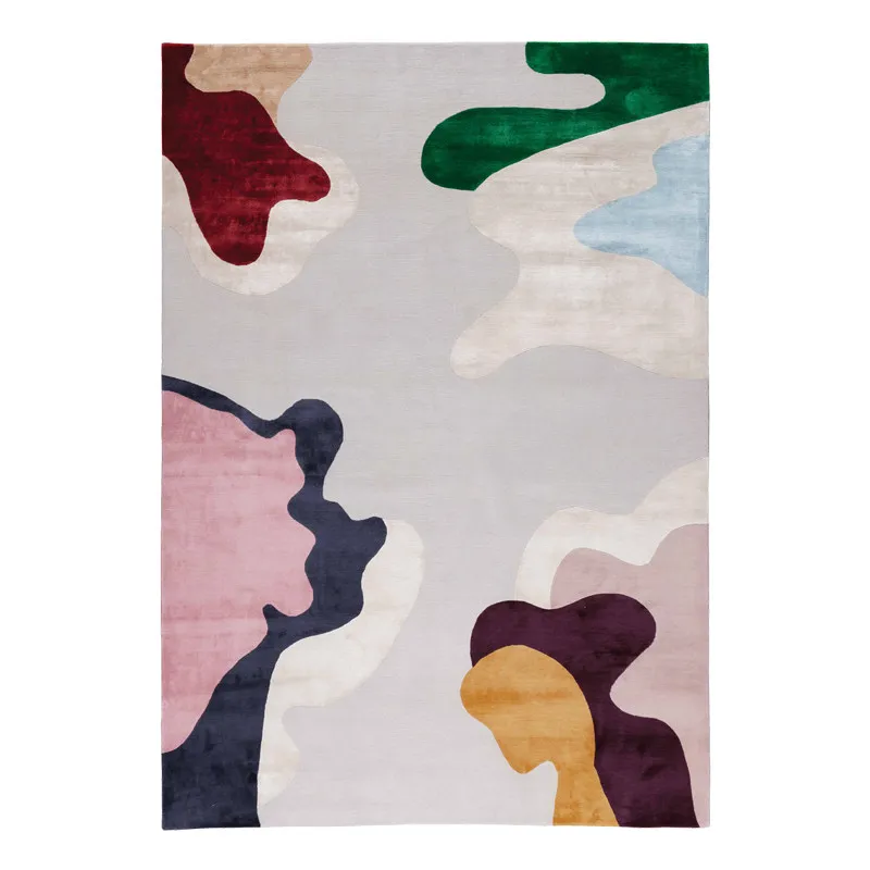 Art rug, living room colorful dopamine vintage, girl bedroom ins wind pink wool
