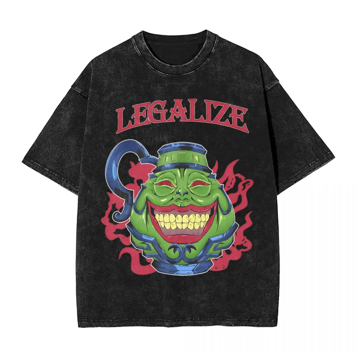 Legalize Pot Of Greed Washed T Shirts Streetwear Novelty T-Shirt Yu-Gi-Oh! Tee Shirt for Men Women Short Sleeve Harajuku Summer