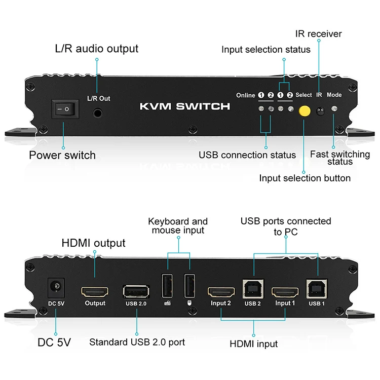 مفتاح tesma-HDMI KVM ، مفاتيح لوحة مفاتيح ساخنة 2 في 1 ، كابلات USB ، HDCP ، محول فيديو 10 ، 2X1 ، edit ، 4K60HZ ، مفاتيح KVM