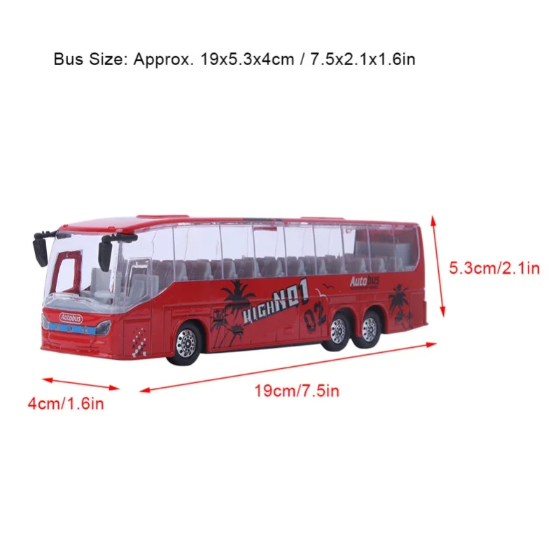 1:50 Simulatie Transit Bus Model Speelgoed Legering Trek Bus Speelgoed Met Licht En Muziek Voor Kinderen (Rood)