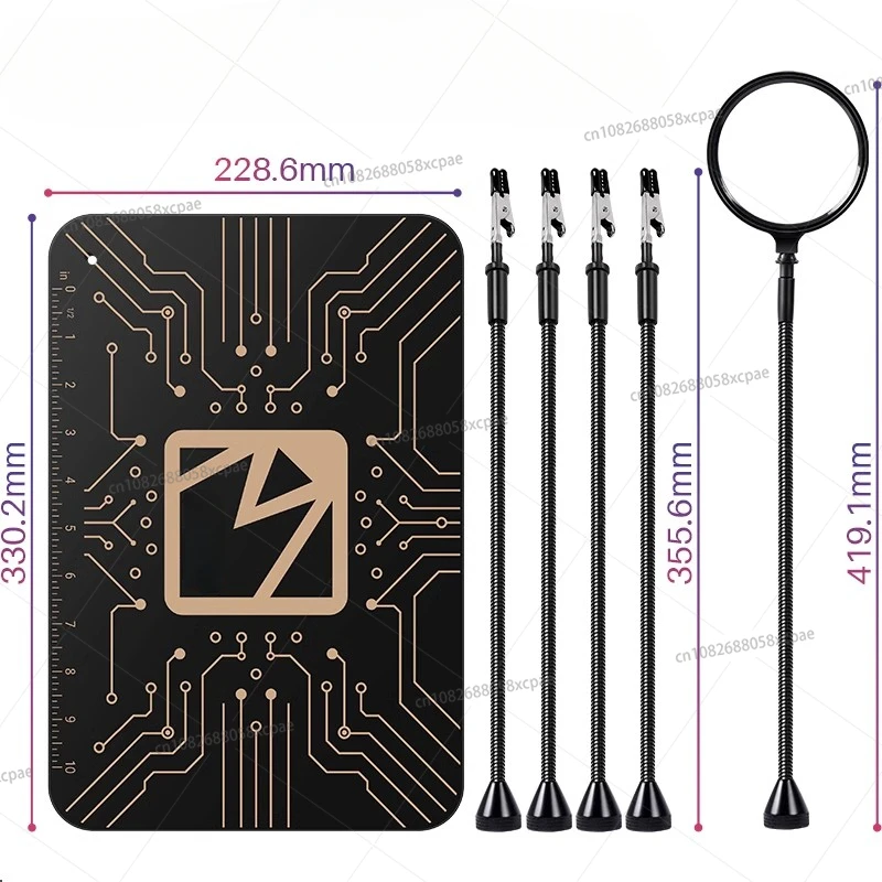 Multi functional card with magnifying glass, motherboard chip, fixed maintenance, welding fixture, clamp