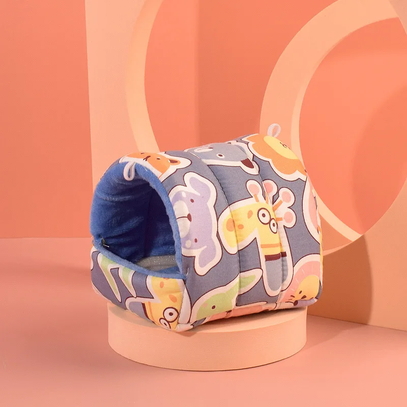 Nette Mini Käfig Kaninchen Eichhörnchen Winter Warme Baumwolle Matte Meerschweinchen Nest Hamster Haus Kleine Tier Schlafen Bett Haustier Hängen Käfig – Detail 9