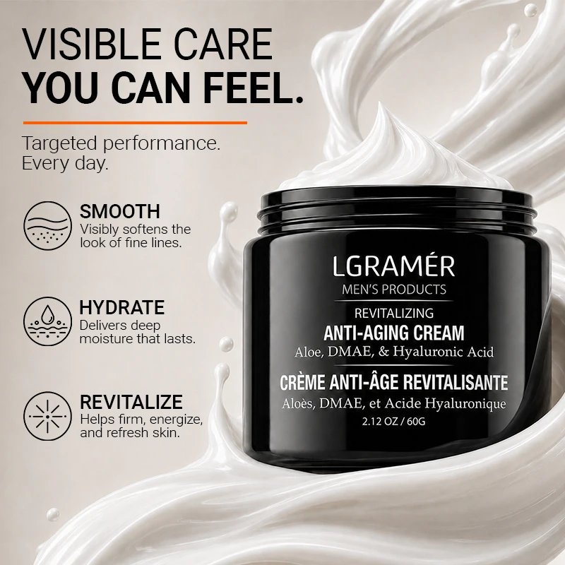  Men's Facial Anti‑Aging Cream Aloe Hyaluronic Acid Moisturizer Firming Lotion Revitalize Dull Skin Male Daily Skincare Supplie