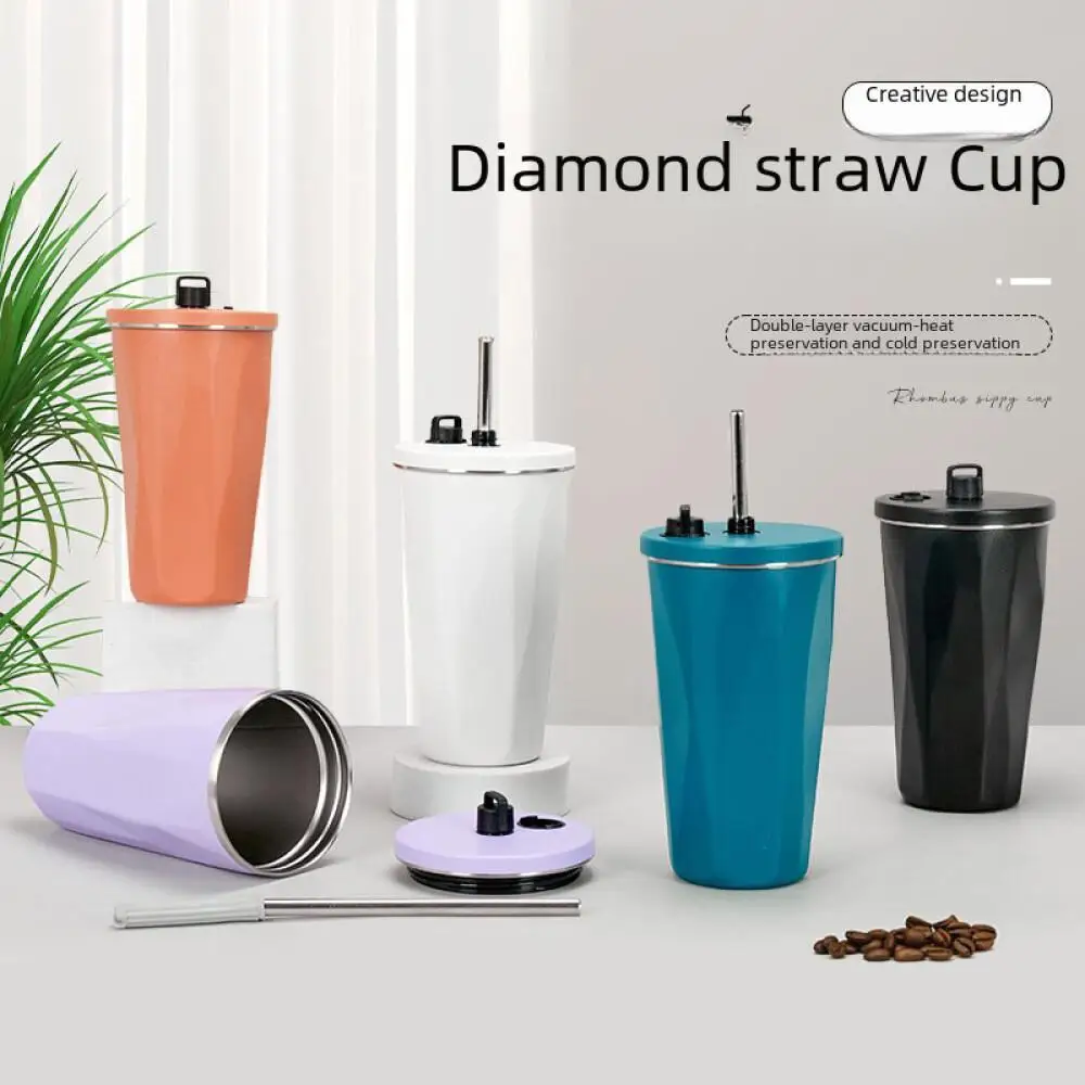 Gradient Diamond Coke Slip Cup Portable Large Capacity Stainless Steel Thermos Cup Beverage Container Insulated Mug 2024 New