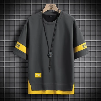 Hip Hop Loose Mens Streetwear T-shirts Casual Classic 2024 Summer Short Sleeves Black White Tshirt Tees Plus Oversize 5XL 6XL