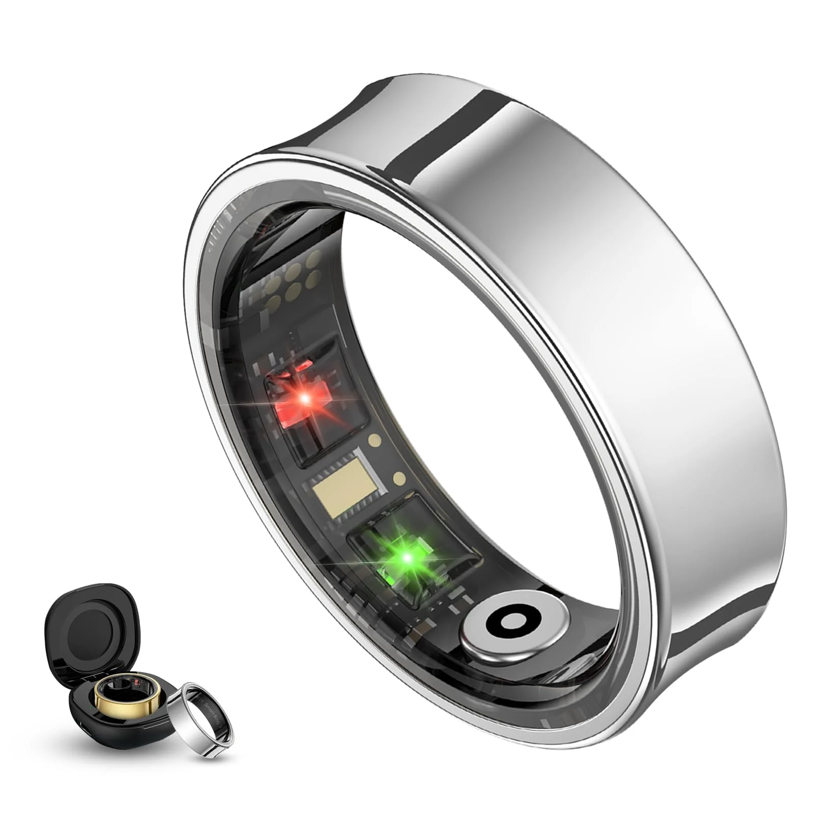 

Smart Ring - Health Tracker with SPO₂/HRV/Sleep Monitor, 5ATM Waterproof & No Subscription, 7-Day Battery for Men & Women, iOS A