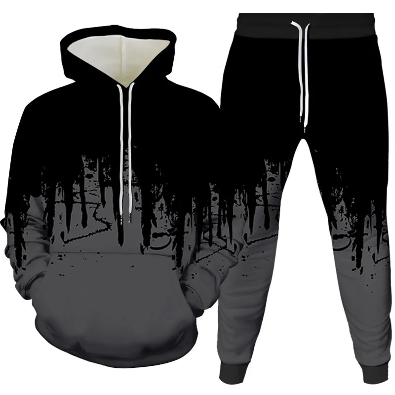Ink Painting 3D Printed Hoodie Pant Sets Men's Fashion Casual Sweatshirts Sweatpants Two Piece Suits Man Tracksuit Clothing