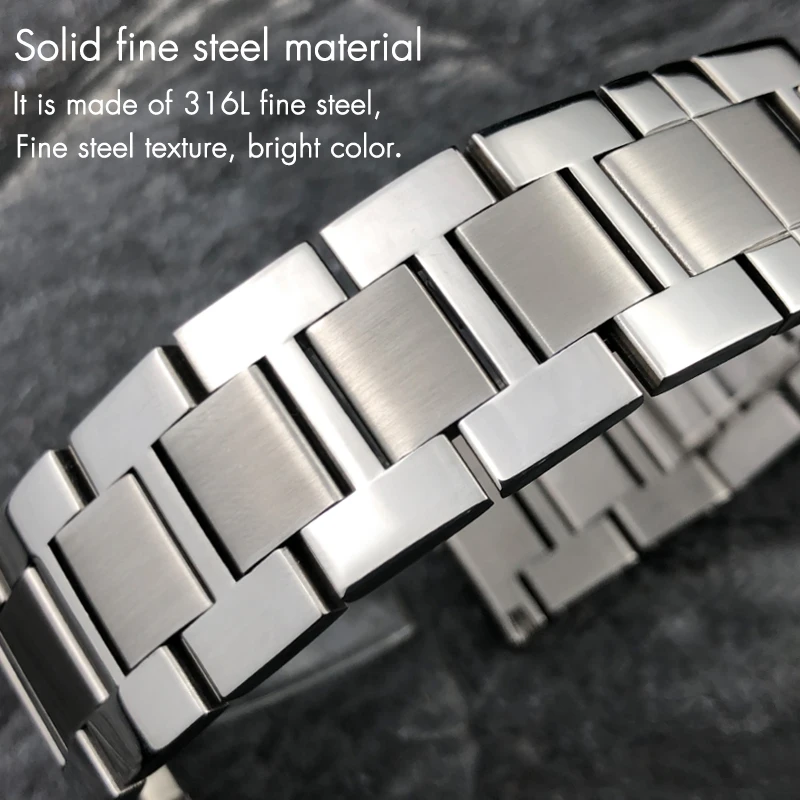 20mm Fine Stainless Steel High Quality Watchband for Tank Solo Santos Cartier Bracelets Men Women Solid Watch Strap Accessories