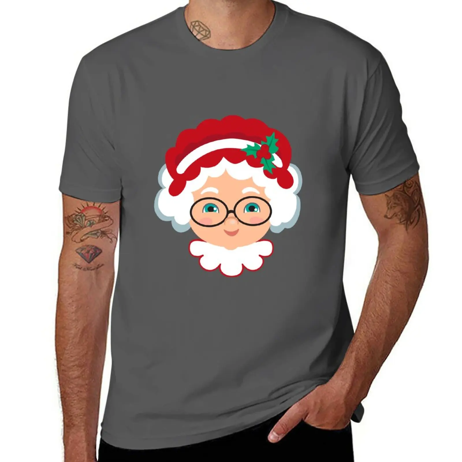 

Mrs Claus Face. Christmas Mrs Santa Claus T-Shirt hippie clothes heavyweight t shirts oversized t shirts Men's t shirts