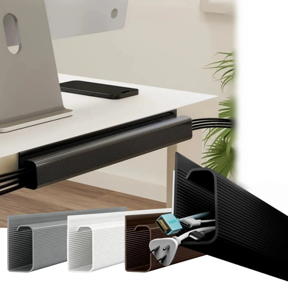 2 Stück PVC-Kabelmanagement-Ablage für unter den Schreibtisch, ohne Bohren, Kabelkanal, Kabelverstecker, Kabelorganisator für Zuhause und Büro