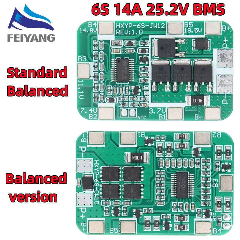 6S 22.2V 25.2V 14A 20A 18650 Li-ion Lithium Battery Charger Board Protection Board With Balanced PCB BMS 6 Pack Cell Module