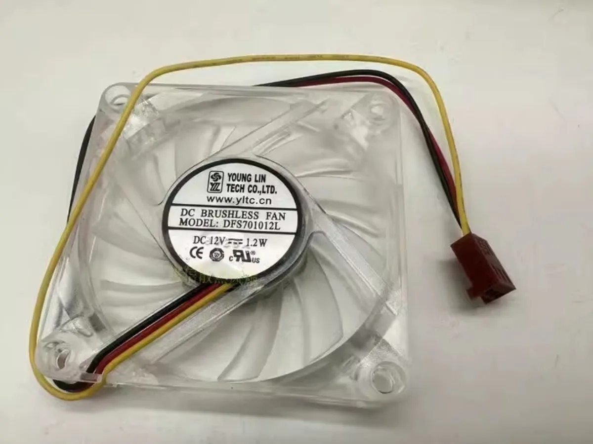 For YOUNG LIN DFS701012L DC12V 1.2W 70*10MM 3-Pin Silent Cooling Fan