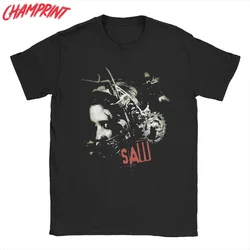 Saw Horror Movie T Shirt Men Cotton Vintage T-Shirts Crewneck Tees Short Sleeve Clothing Printed