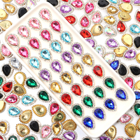 20pcs Drop Shape Glass Rhinestones With Claw Sew On Teardrop Strass Diamond Metal Base Decoration Crystals For Sewing Needlework