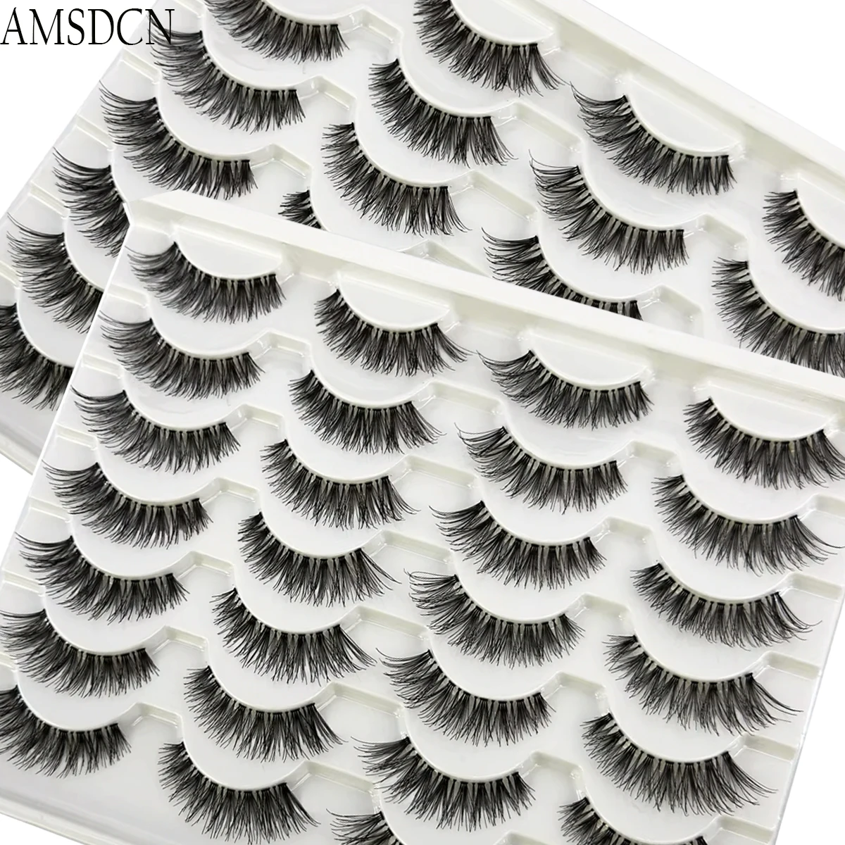 Novos cílios de olho de gato aparência natural cílios curtos finos com faixa limpa 13mm puxados à mão mangá cílios postiços 14 pares