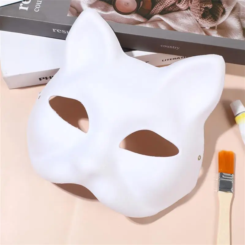 10/6/5/3pcs Masquerade Cat Face Masks maschere per feste fai da te puntelli verniciabili maschere vuote accessori Cosplay per feste