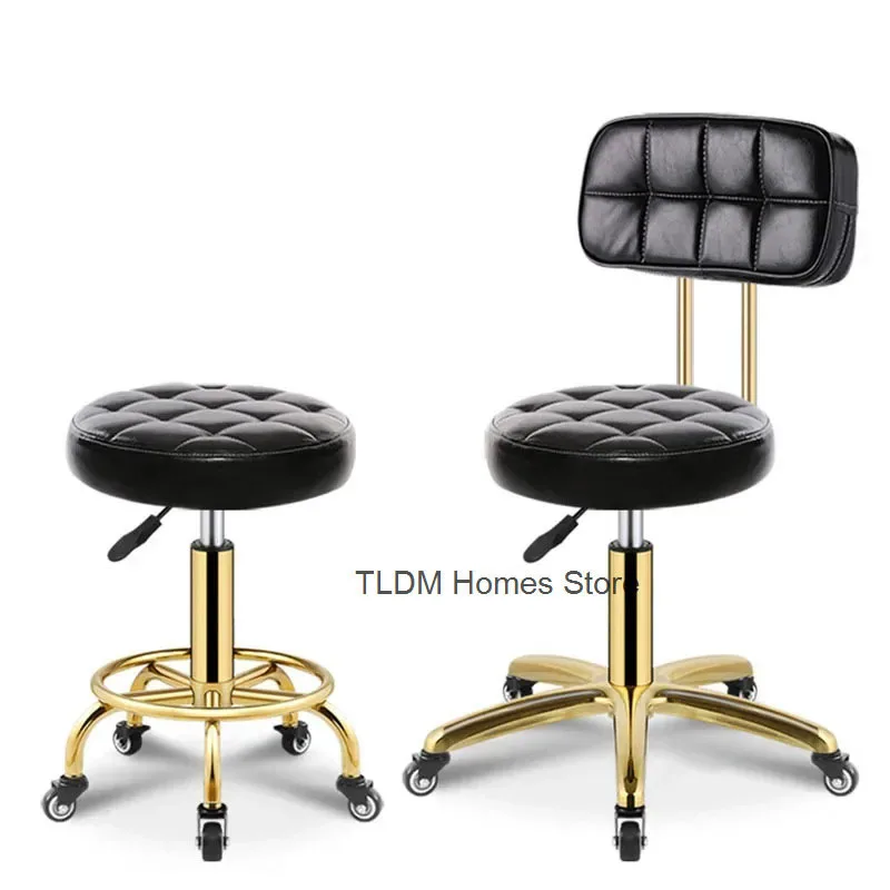 Luxury Rotating Barber Chair for Beauty Salon Modern Metal Movable Backrest Office Chairs Creative Salon Chair for Hair Salon