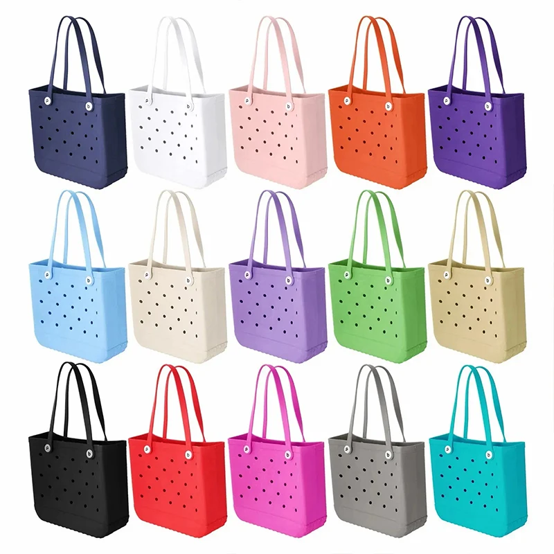 EVA Bogg Beach Bag Rubber Waterproof Travel Tote Bag for Women Washable Tote Bag Handbag For Sports Beach Market Pool