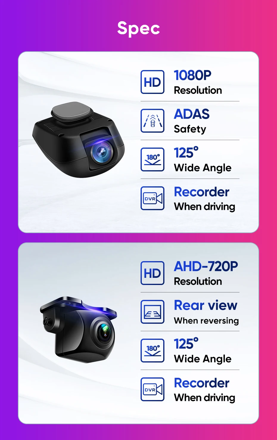 Ainavi Autoradio-Kamera AHD 1080P Rückfahrkamera 360-Grad-Kamera 1080P Dashcam ADAS Echtzeit-Überwachung – Detail 16