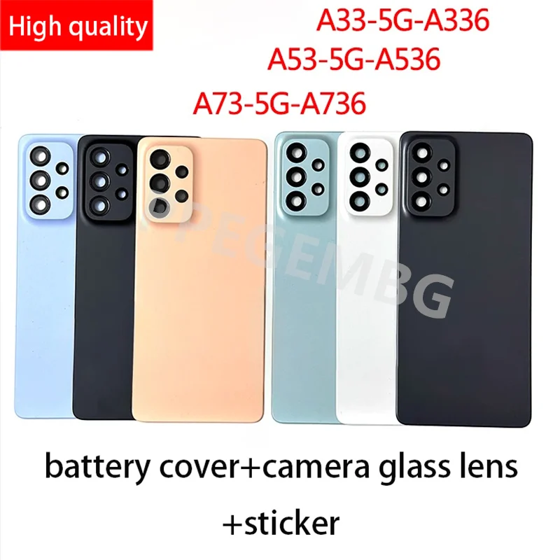 NEW For Samsung Galaxy A53 A33 A73 5G Back Battery Cover A536 A336 A736 Rear Door Lid Housing Case Camera Lens Ahesive Sticker