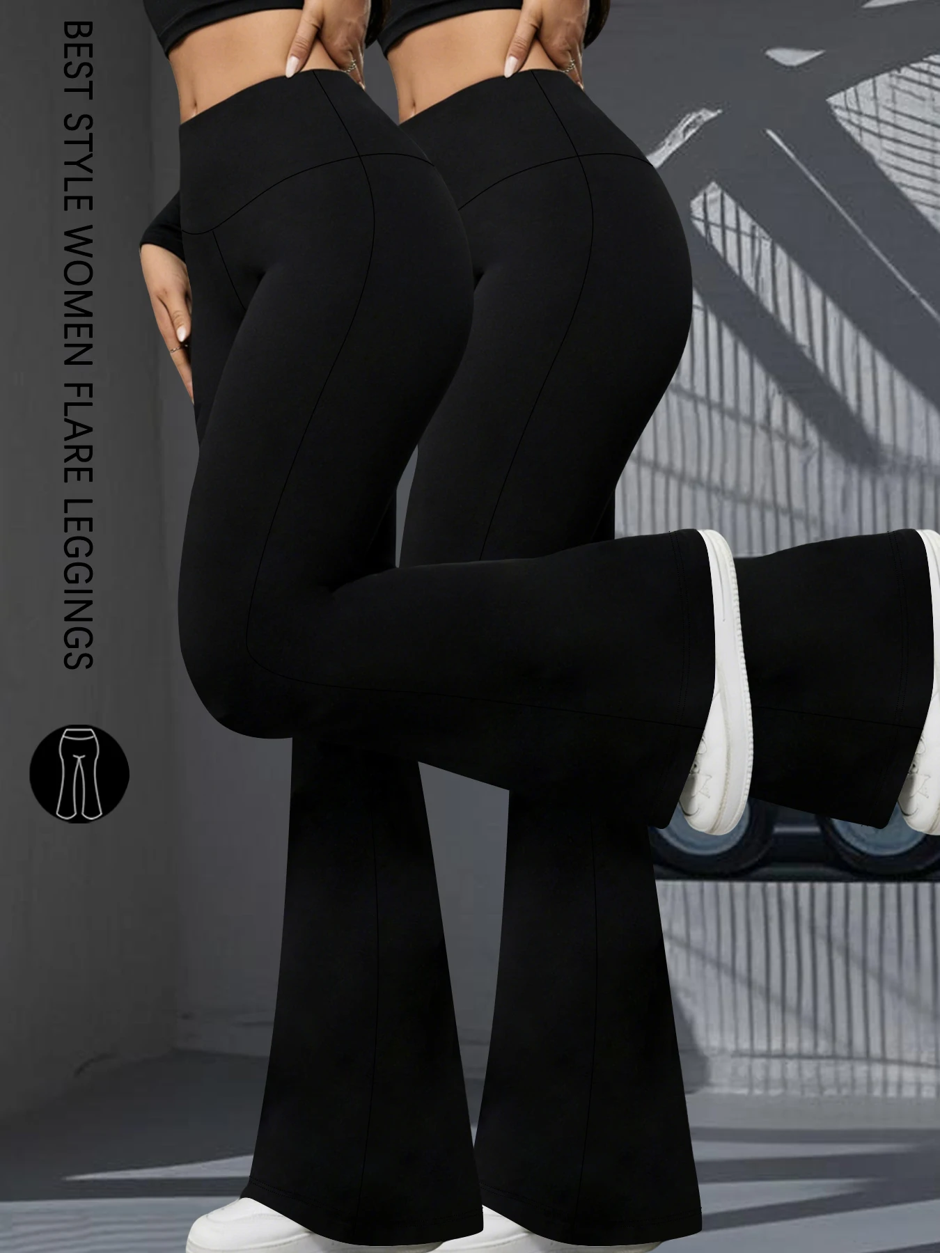 

2 пары женских расклешенных брюк для йоги с высокой талией и расширяющимся низом. Идеально подходит для йоги или повседневной носки.