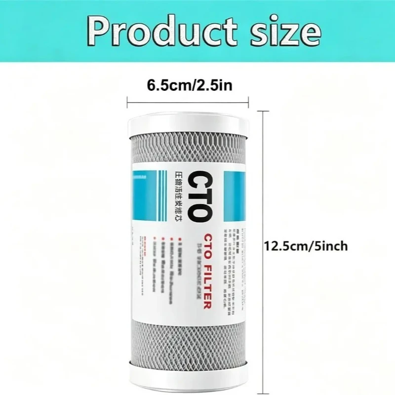 4-Pack 5 Inch Activated Carbon Filter 2.5x5 CTO Carbon Block for RO System Under-Sink Countertop Activated Carbon Filter