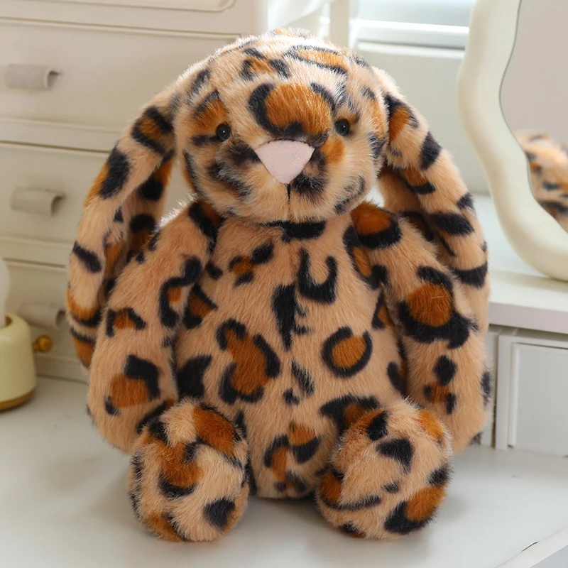 Cute Leopard-patterned Rabbit Plush Toy Stuffed Bunny Doll Sleeping Companion Kawaii Plush Long Ear Rabbit Doll Children's Gift