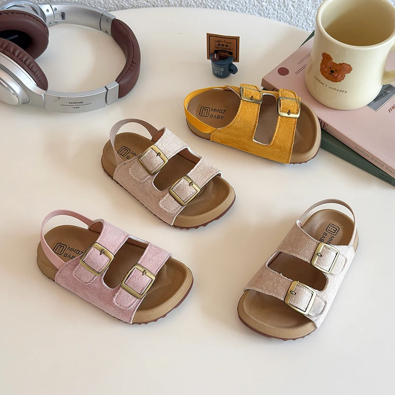 Children Casual Sandals for Girls 2025 Summer New Fashion Korean Style Soft Bottom Anti-slippery Versatile Open-toe Beach Shoes