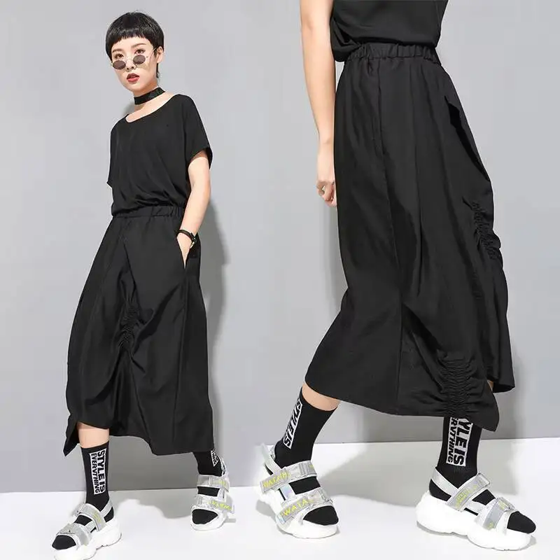 

Lady Skirt Summer New Brunet Department Personality Irregular Take Plait Design Recreational Loose Skirt Of Large Size