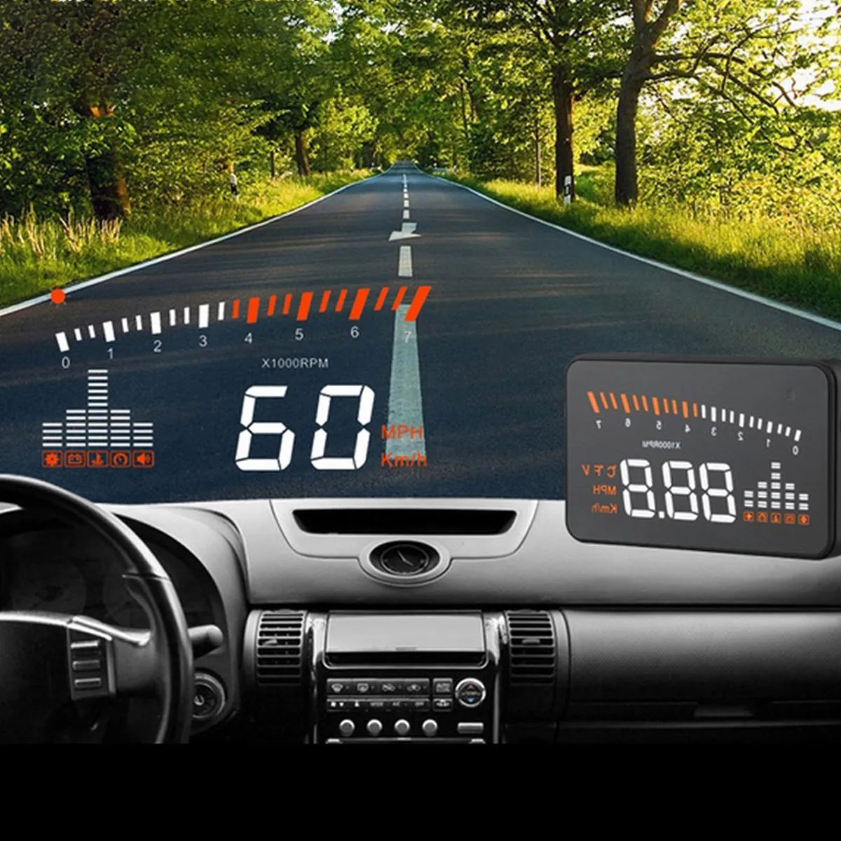 X5 Car HUD OBD II Head-Up Display Overspeed Warning System Projector Windshield Auto Electronic Voltage Alarm